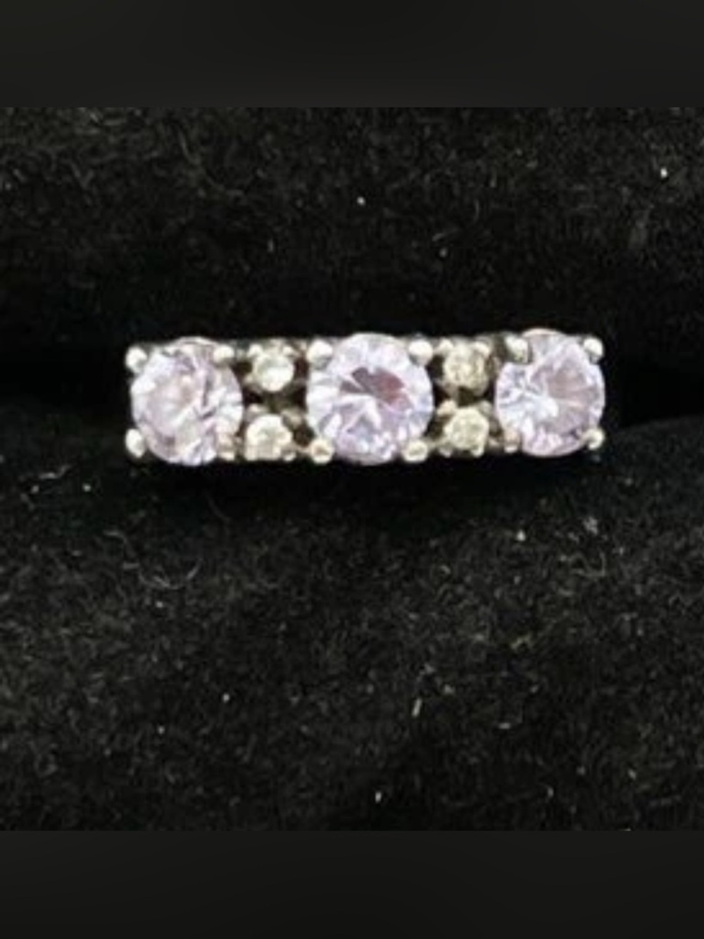 Sterling Silver 925 Purple And White Stones Size 4.5